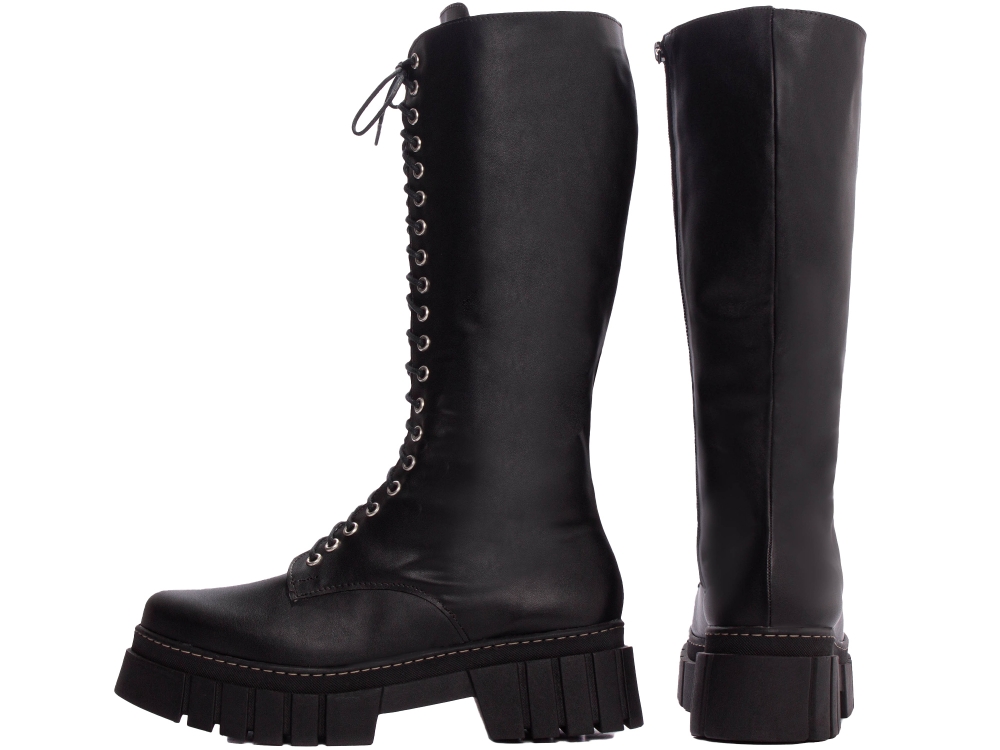 Bota cano alto best sale cadarço