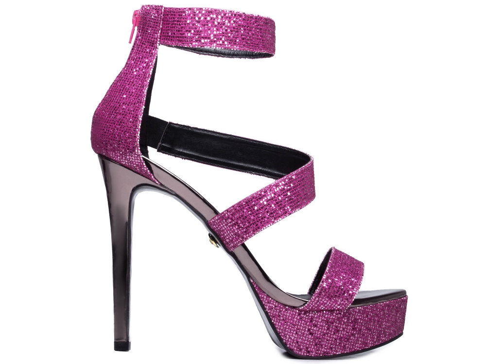 Sandália Arrasadora Katy Glitter Pink Verniz Metalizado