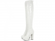 Bota Over Arrasadora Plataforma Meia Pata Salto Alto Verniz Branco