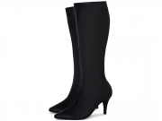 Bota Cano Alto Longo Arrasadora Salto Médio Bico Fino Napa Preto