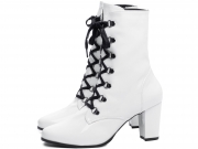 Bota Arrasadora Verniz Branco com Cadarço