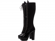 Bota Arrasadora Cano Alto Plataforma Verniz Preto