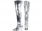 Bota Over The Knee Arrasadora Bico Fino Verniz Metalizado Prata