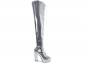 Bota Super Over The Knee Arrasadora Plataforma Amarração Verniz Metalizado Prata