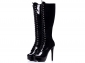 Bota Arrasadora Cano Alto Plataforma Verniz Preto