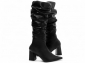 Bota Franzida Slouchy Bico Fino Salto Grosso Arrasadora