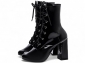 Bota Arrasadora Bico Redondo Verniz Preto