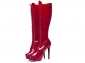 Bota Arrasadora Cano Alto Plataforma Verniz Vermelho
