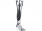 Bota Over The Knee Arrasadora Bico Fino Verniz Metalizado Prata