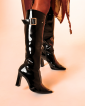 Bota Biker Bico Fino Cano Longo Alto Fivela Arrasadora