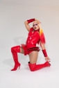 Bota Super Over The Knee Arrasadora Bico Fino Amarração Verniz Vermelho